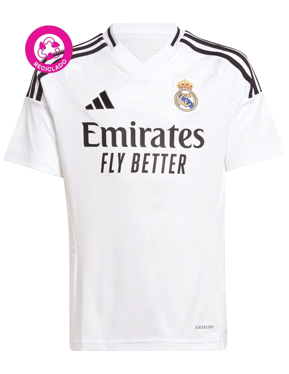 Jersey de Real Madrid Club de Fútbol local manga corta Adidas para niño