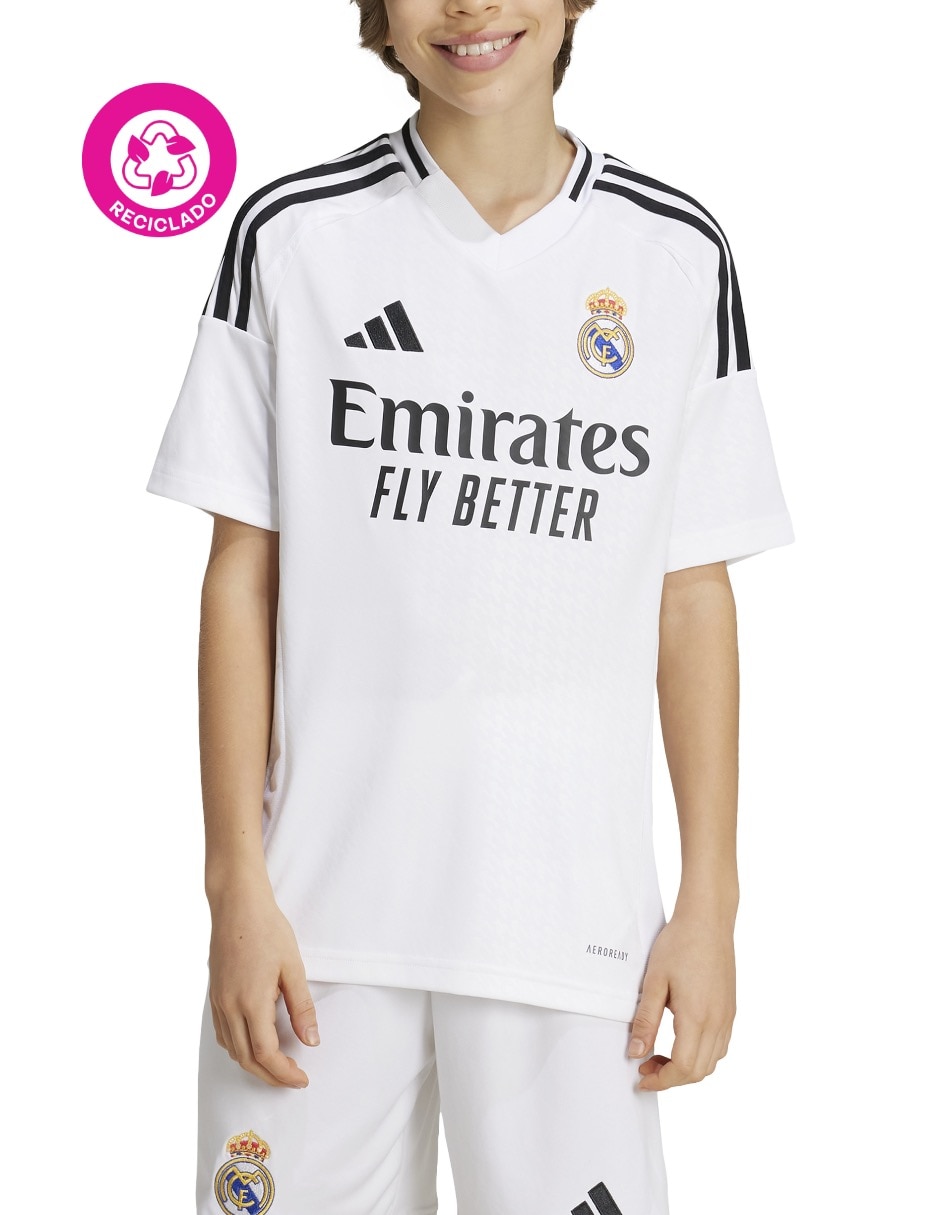 Jersey de Real Madrid Club de Fútbol local manga corta Adidas para niño
