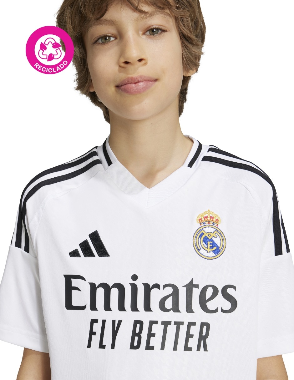 Jersey de Real Madrid Club de Fútbol local manga corta Adidas para niño