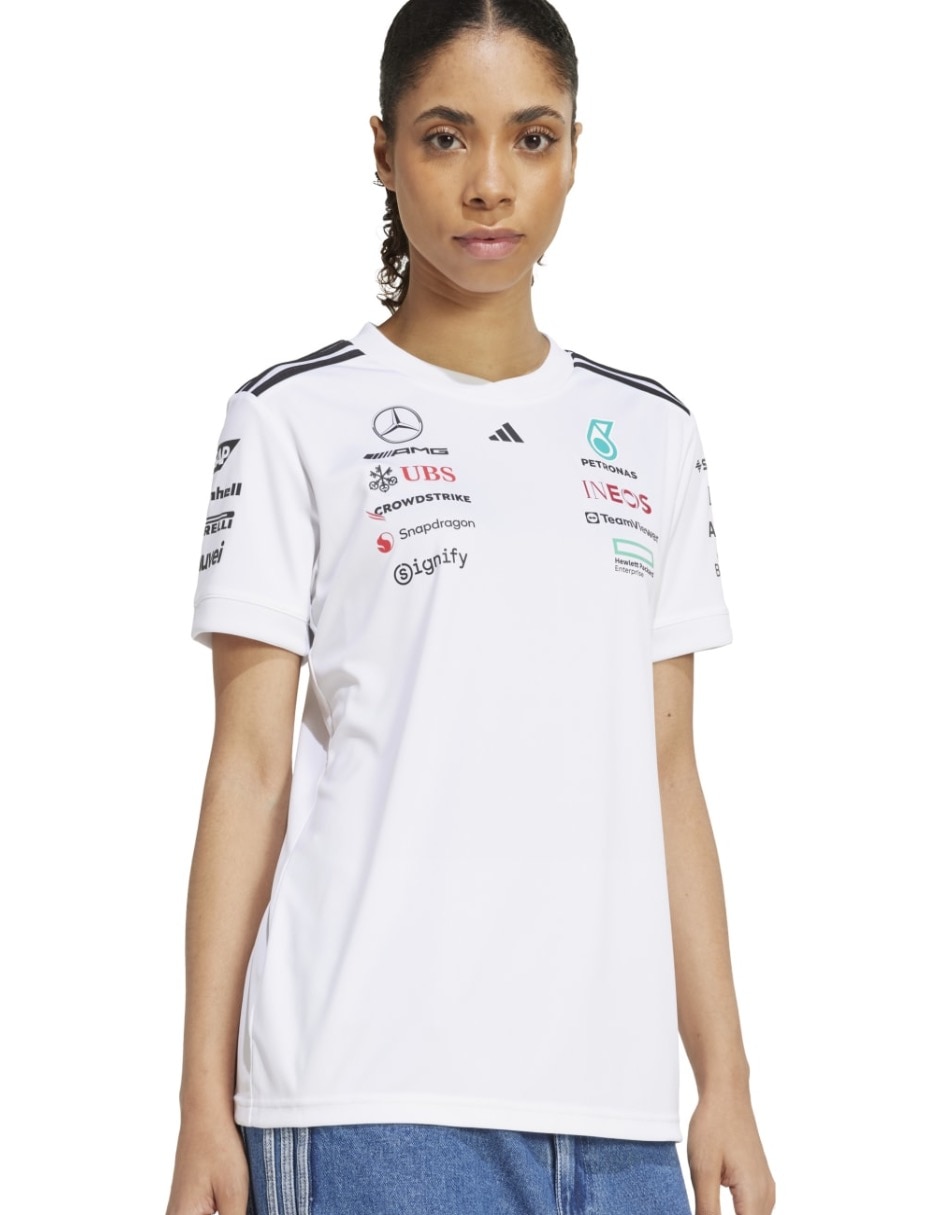 Playera manga corta Adidas Motorsport Mercedes - Amg Petronas cuello redondo para mujer