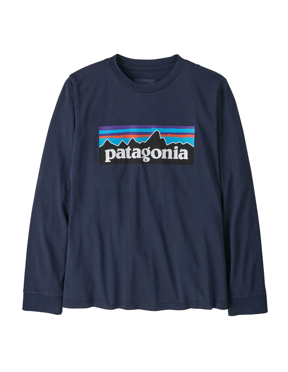 Playera deportiva outdoor Patagonia Long-Sleeved P-6 Logo de niño