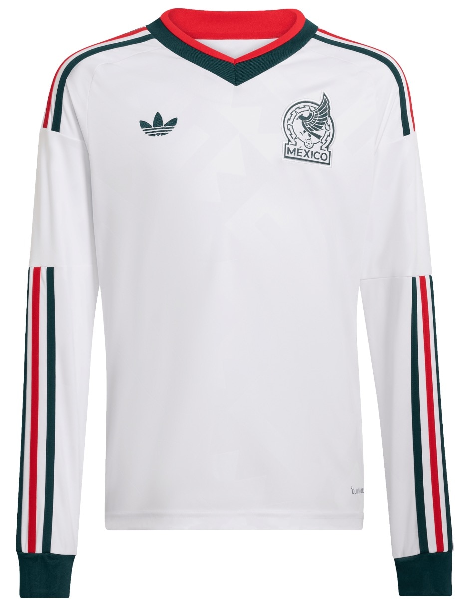 Jersey de Selección Nacional de México visitante manga larga Mundial Adidas fan para niño