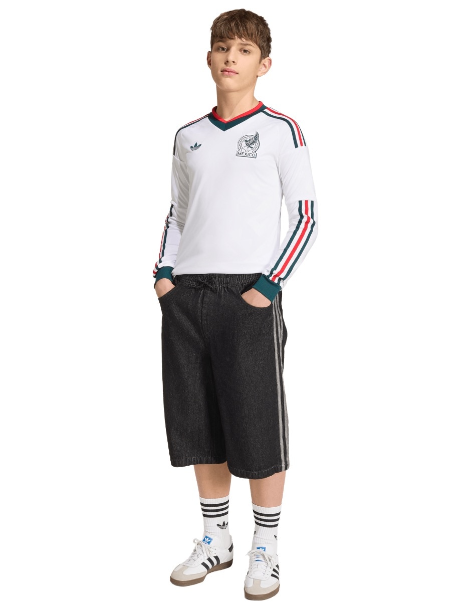 Jersey de Selección Nacional de México visitante manga larga Mundial Adidas fan para niño