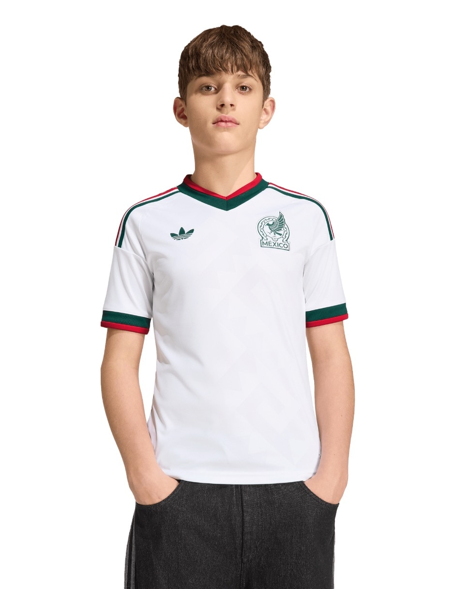 Jersey de Selección Nacional de México visitante manga corta Mundial Adidas fan para niño