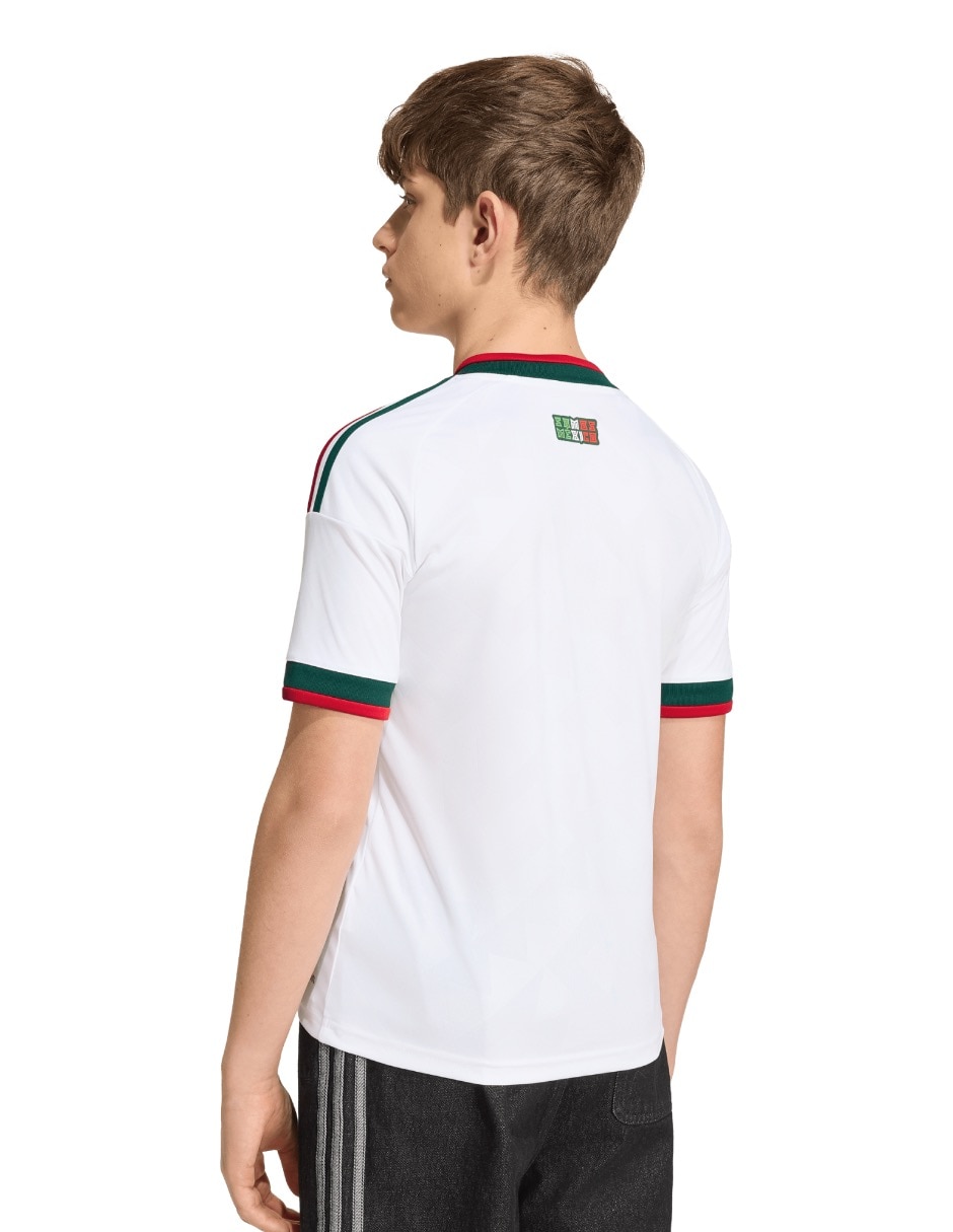 Jersey de Selección Nacional de México visitante manga corta Mundial Adidas fan para niño