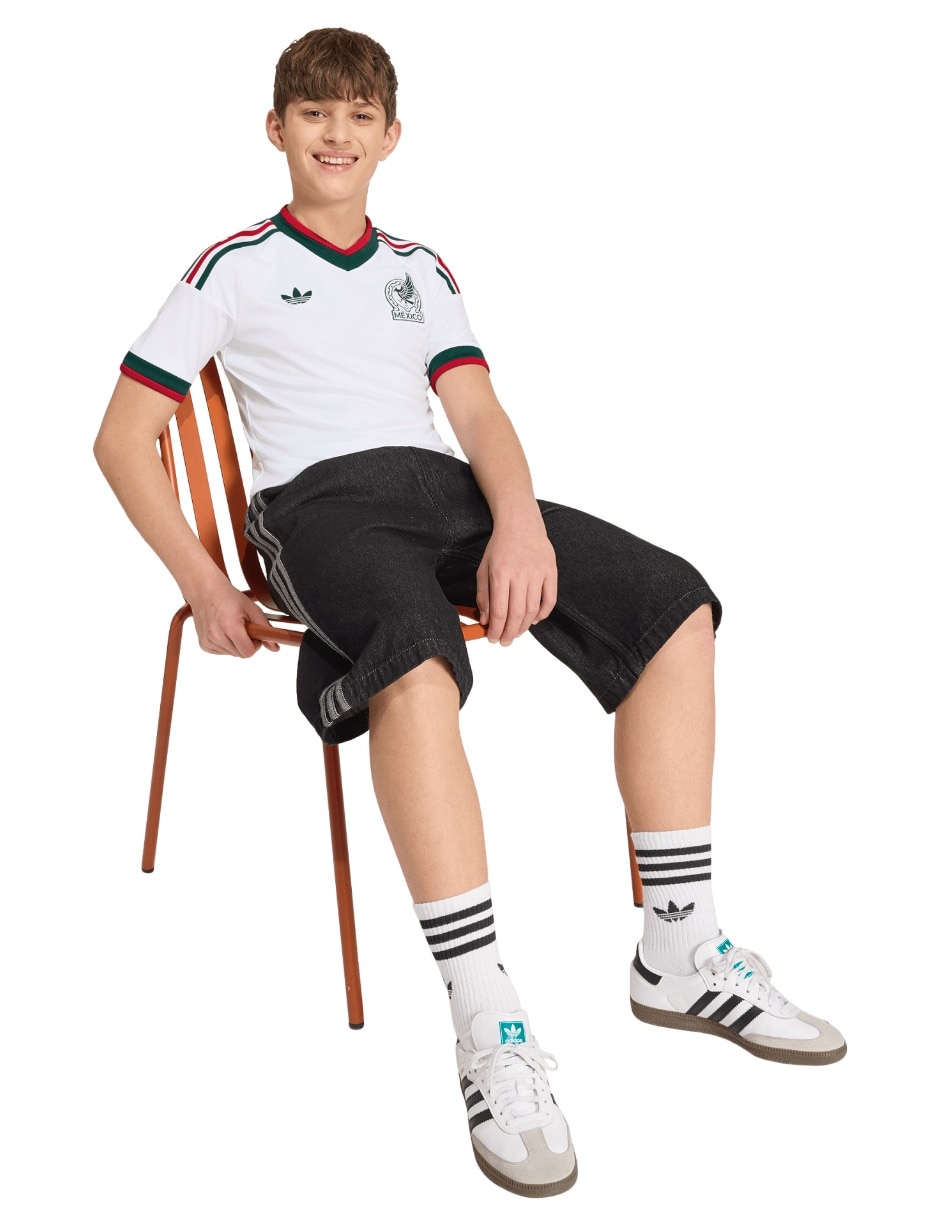 Jersey de Selección Nacional de México visitante manga corta Mundial Adidas fan para niño
