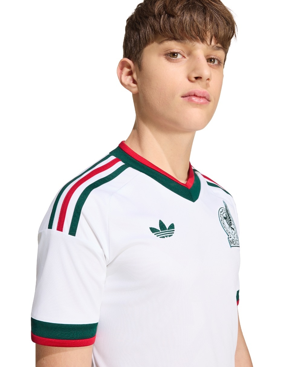 Jersey de Selección Nacional de México visitante manga corta Mundial Adidas fan para niño