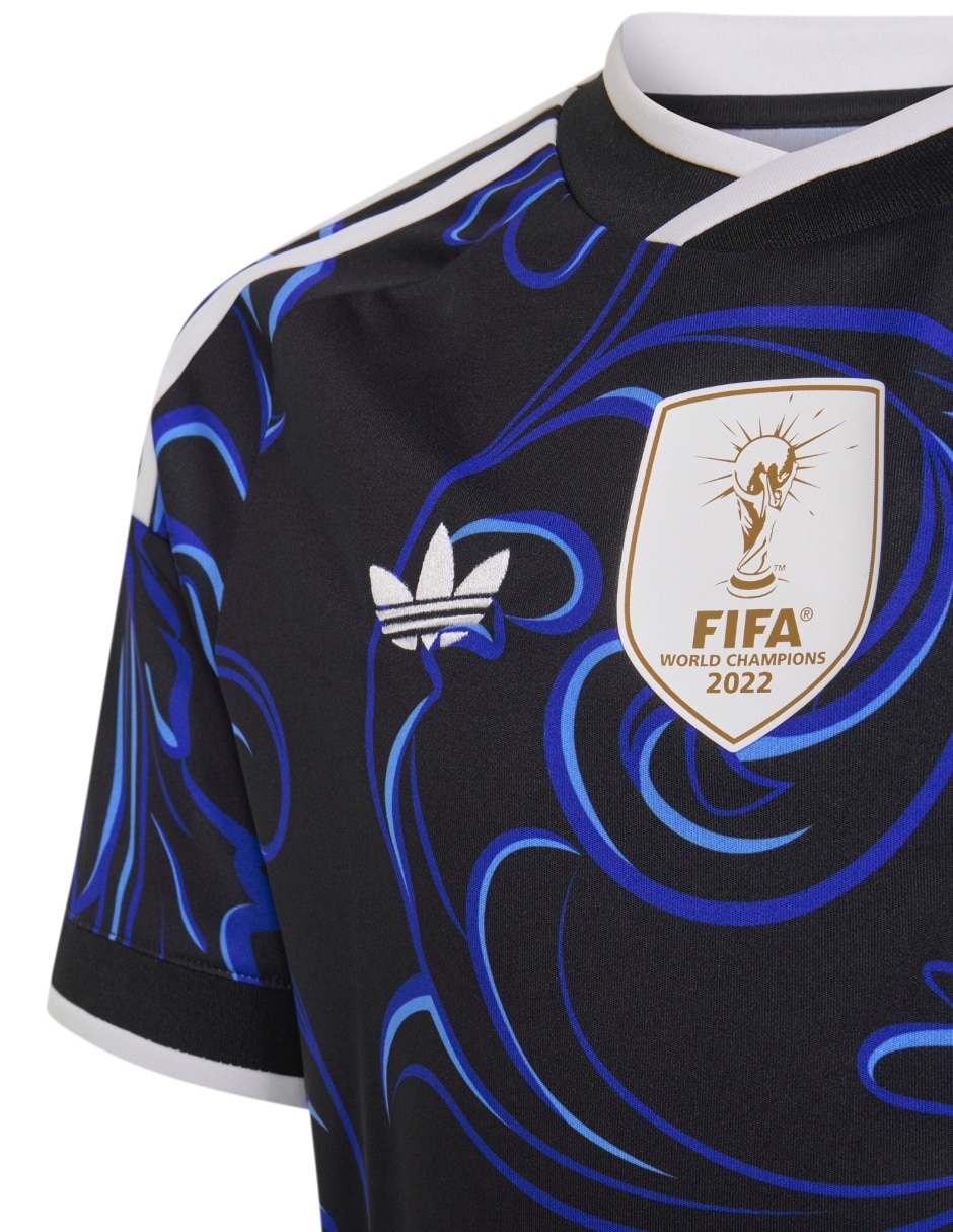 Jersey de Selección de fútbol de Argentina visitante manga corta Mundial Adidas fan para niño