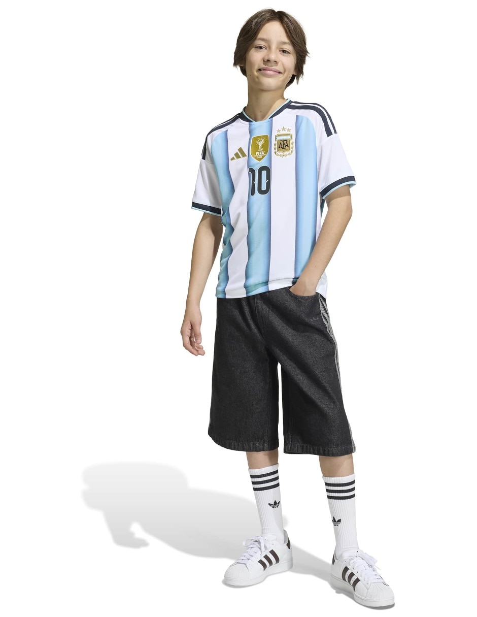 Jersey de Selección de fútbol de Argentina local de Lionel Messi manga corta para niño 3