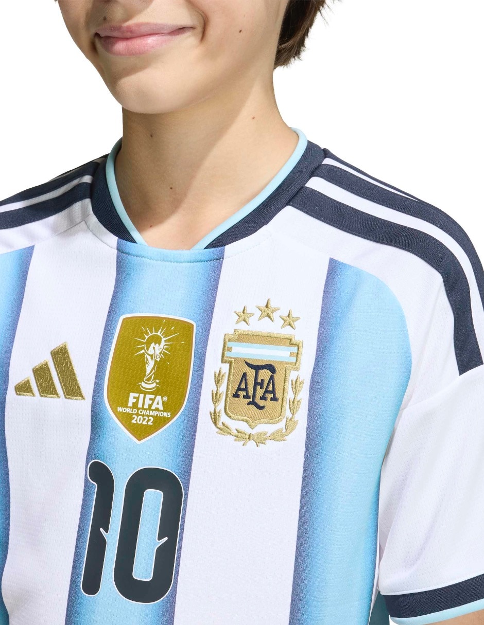 Jersey de Selección de fútbol de Argentina local de Lionel Messi manga corta para niño 4