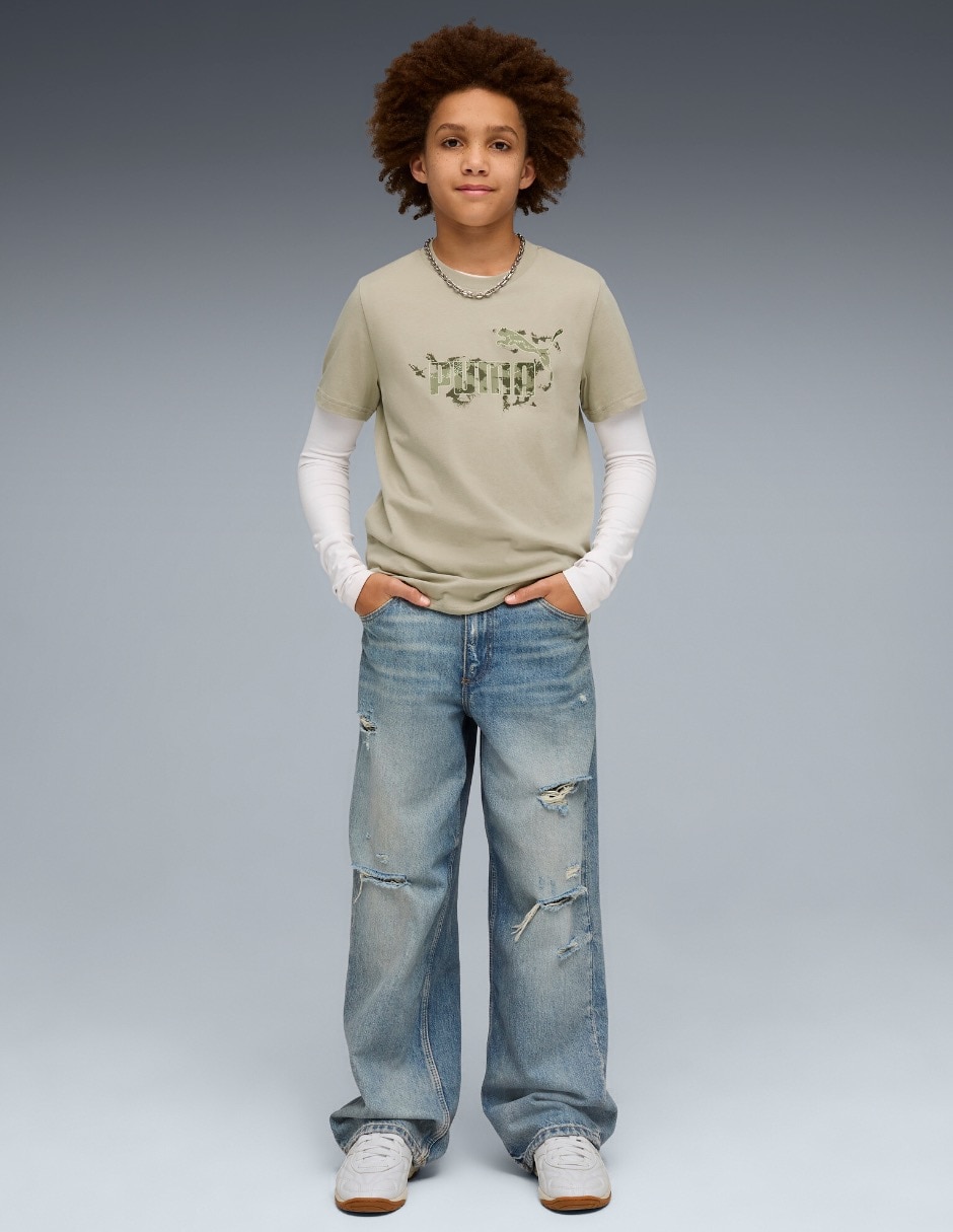 Playera deportiva para entrenamiento Puma Ess Camo Tee B de niño