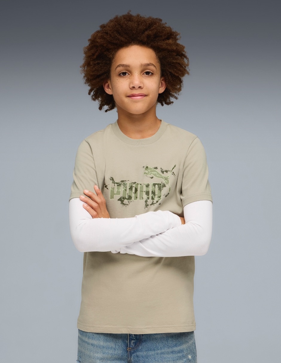 Playera deportiva para entrenamiento Puma Ess Camo Tee B de niño
