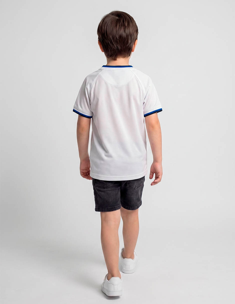 Jersey de real madrid club de tercer equipo manga corta fútbol fan para niño 2