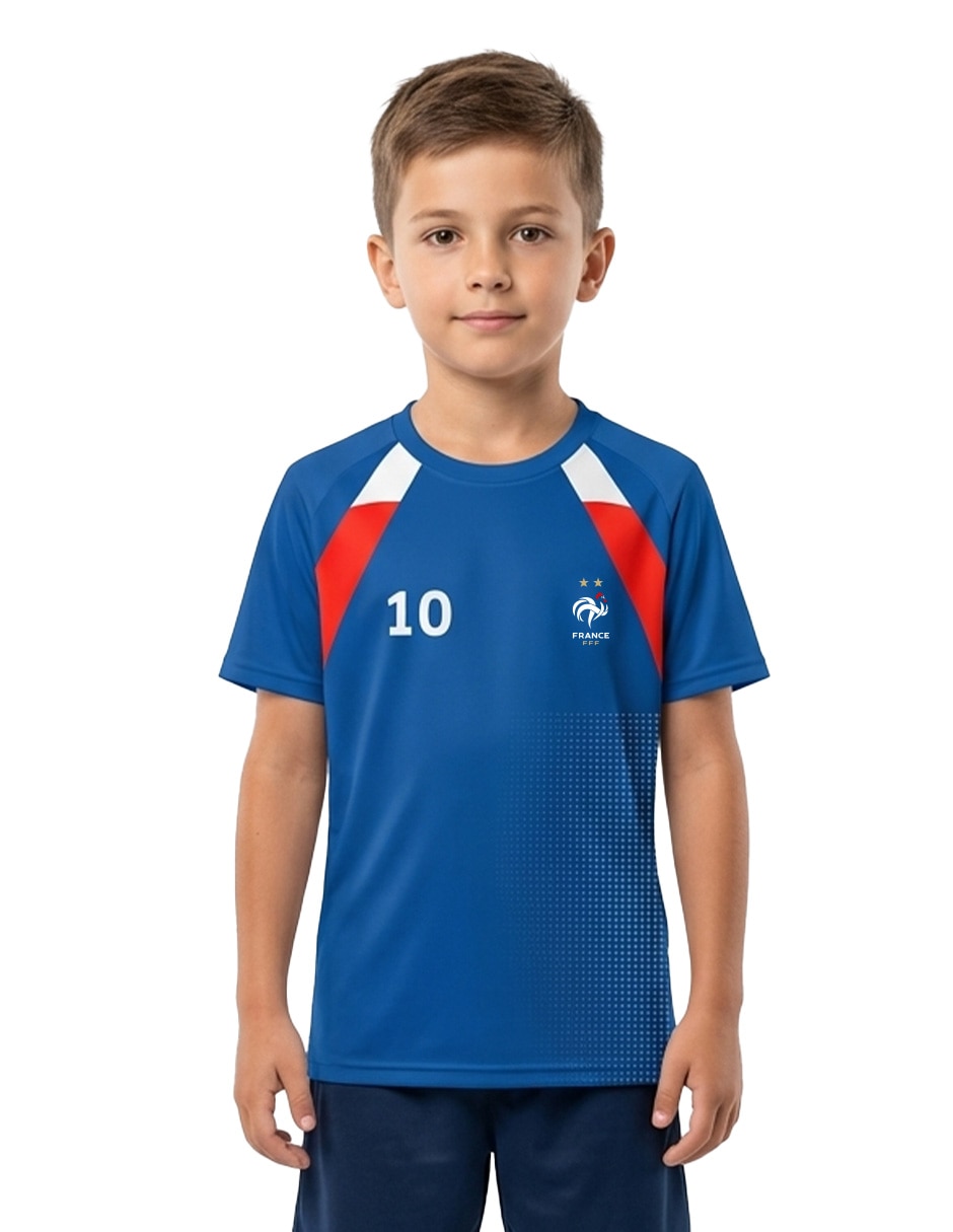 Playera deportivapara fœtbol equipos internacionales selección de fœtbol de francia de niño