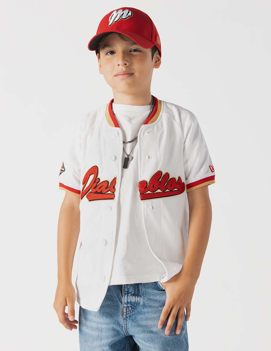 Jersey de Diablos Rojos del México local manga corta New Era para niño