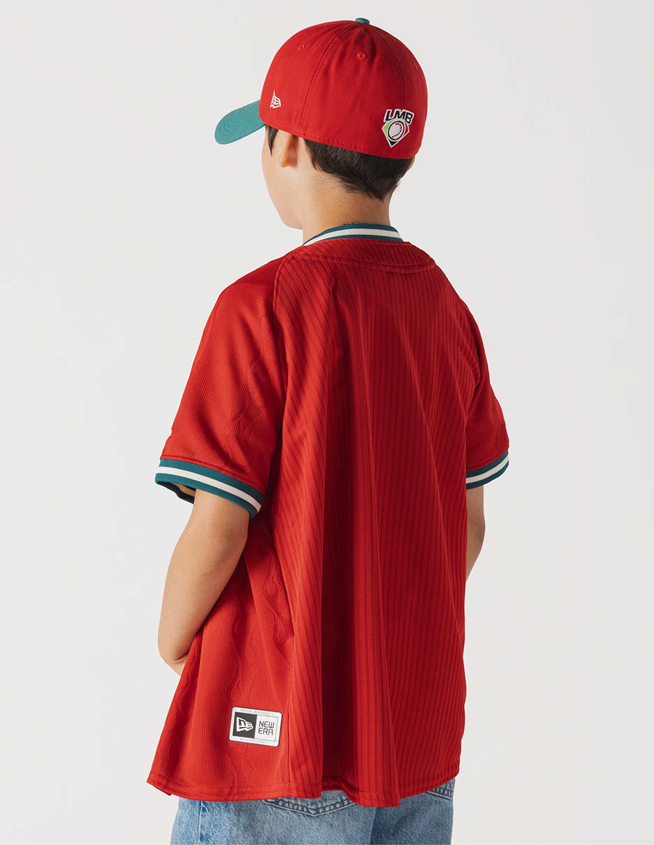 Jersey de diablos rojos del méxico de visitante manga corta New Era para niño