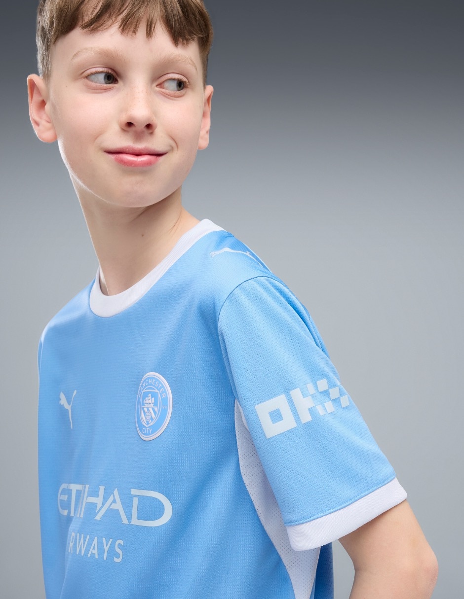 Jersey de manchester city local de manga corta jugador para niño 3