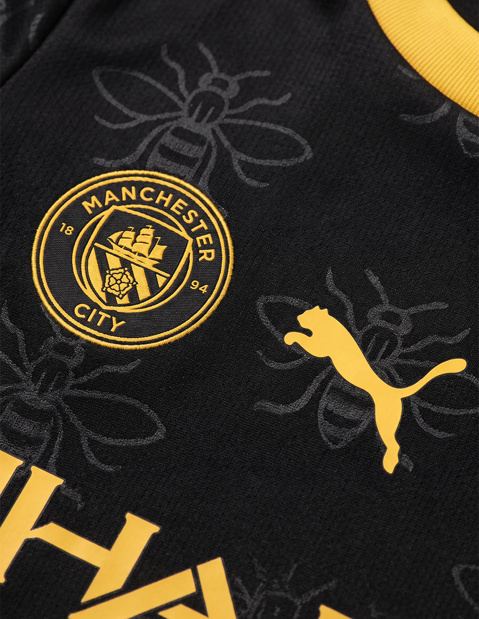 Jersey de manchester city visitante de manga corta jugador para niño 4