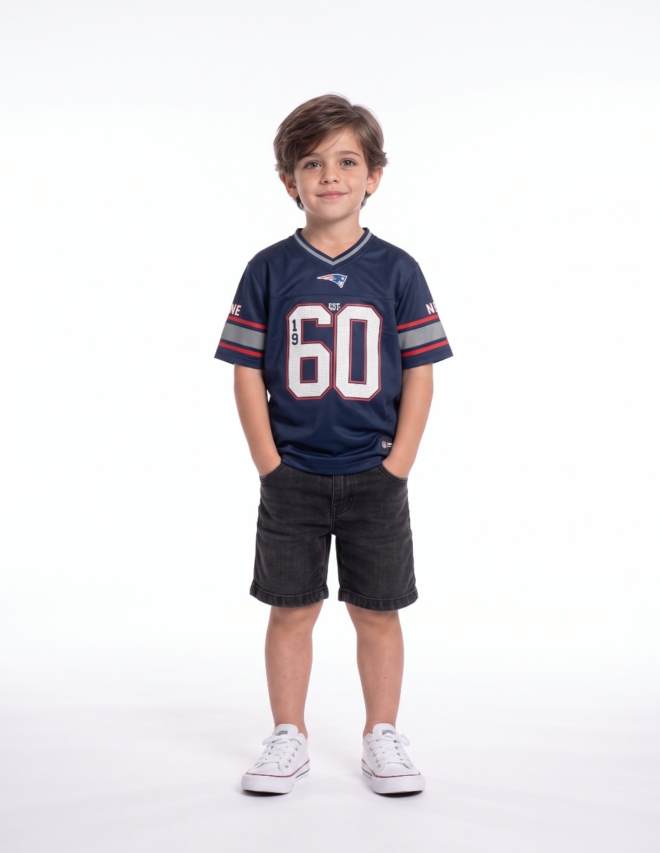 Jersey de New England Patriots de jugador de manga corta para niño